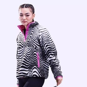 ASOS ski borg sweat in mono swirl print with contrast trim